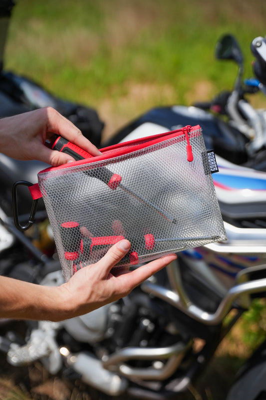 GOBAGS Air Multi‑Size Clear Zipper Pouch (4‑Pack) RUSH RED