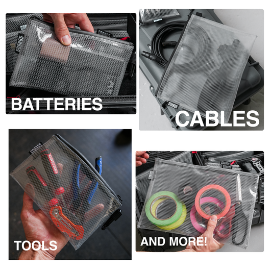 GOBAGS Air Multi‑Size Clear Zipper Pouch (4‑Pack) BLACK