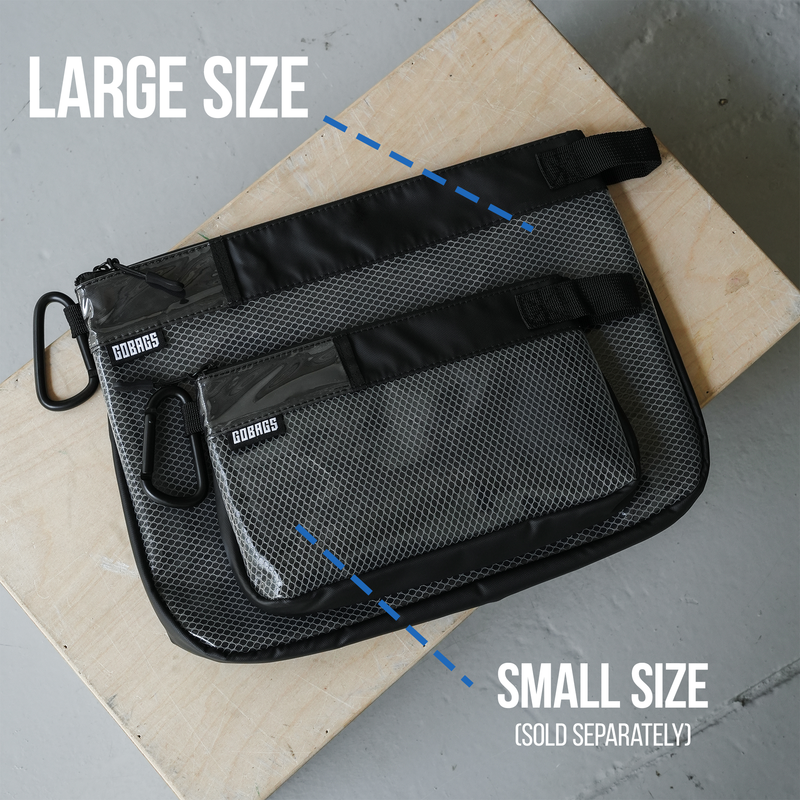 GOBAGS Utility Pouch large and small side by side, showing the difference in volume