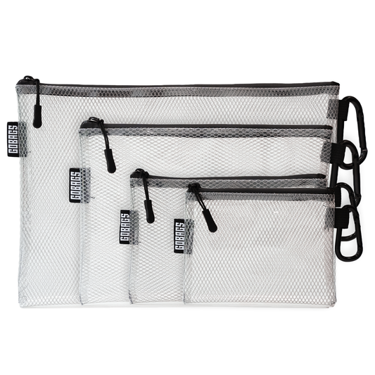 GOBAGS Air Multi‑Size Clear Zipper Pouch (4‑Pack) BLACK