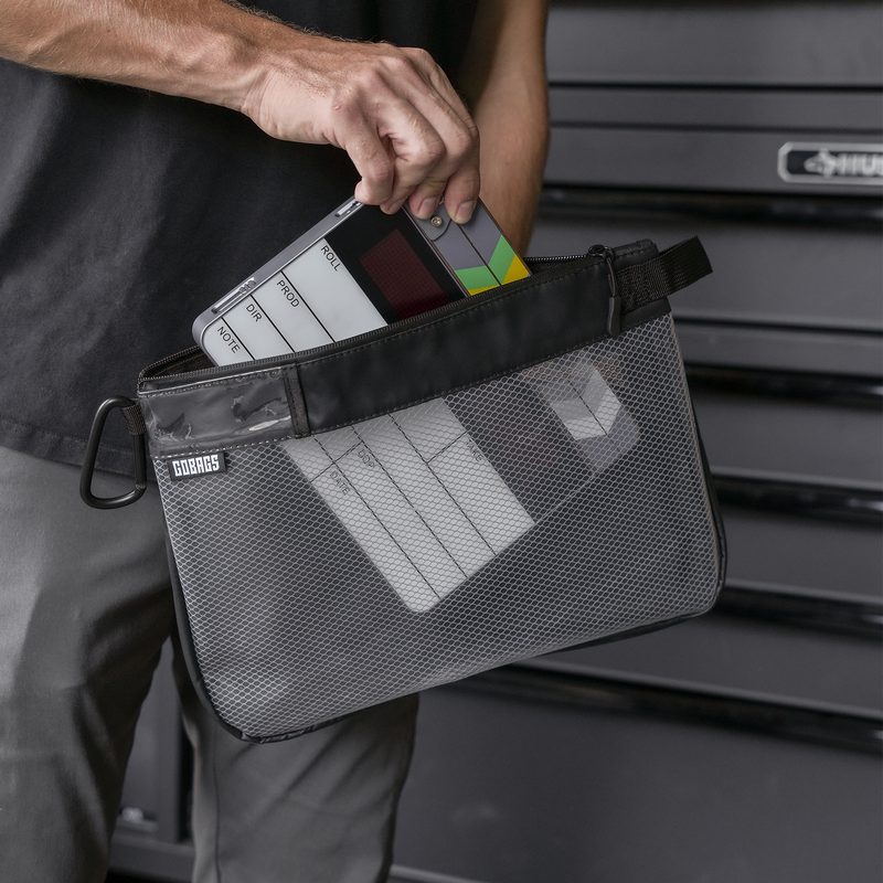 GOBAGS Utility Pouch, large, open to show the movable dividers inside