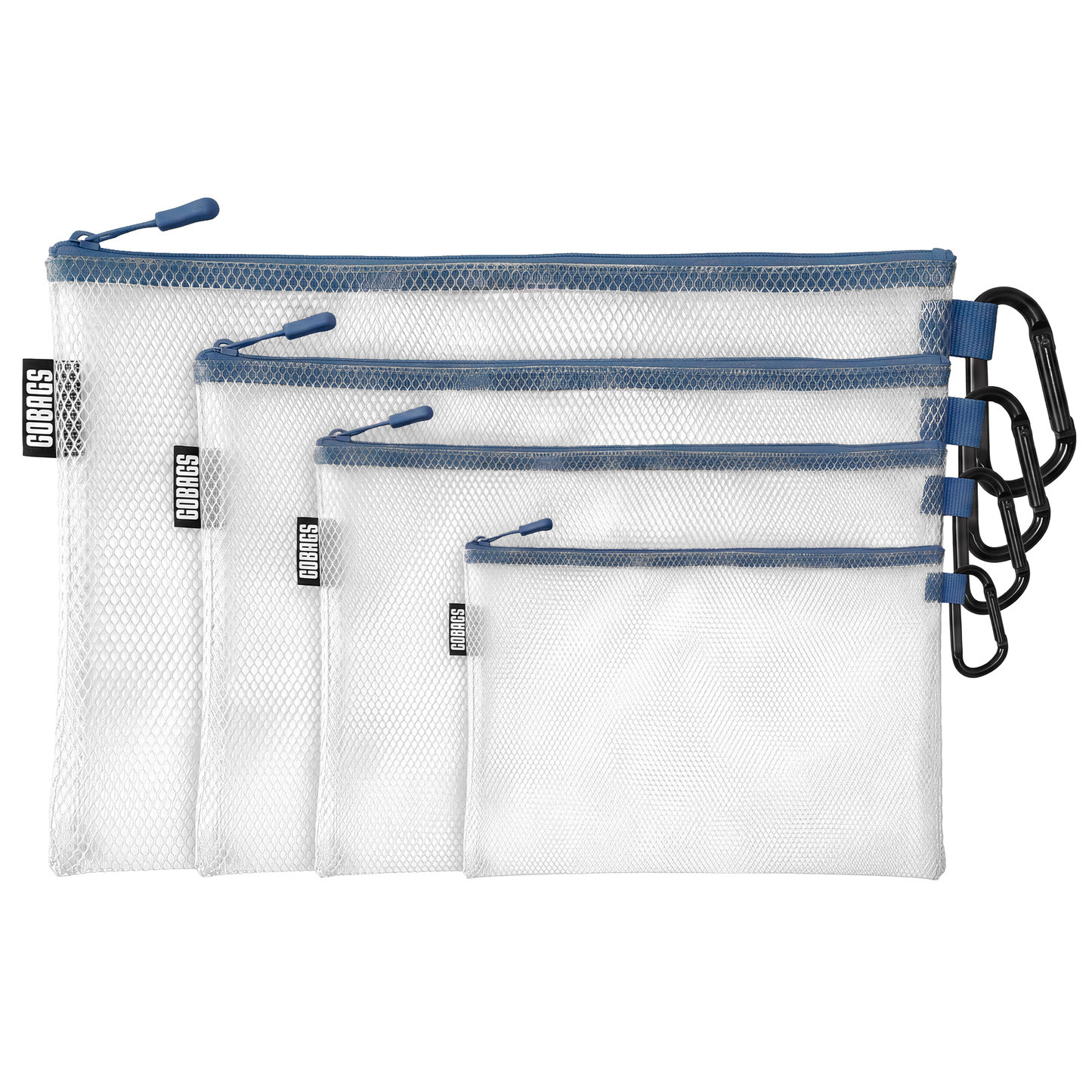 GOBAGS Air Multi‑Size Clear Zipper Pouch (4‑Pack) NAVY
