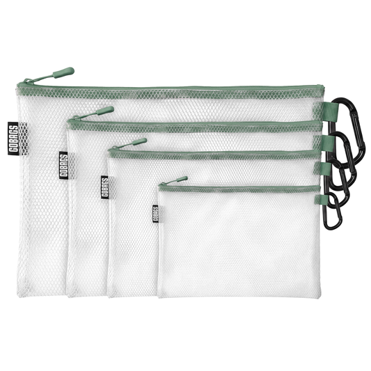 GOBAGS Air Multi‑Size Clear Zipper Pouch (4‑Pack) SLATE