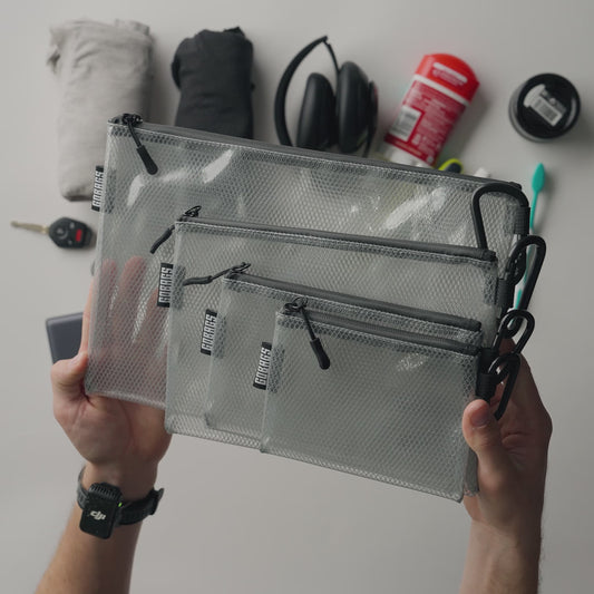 GOBAGS Air Multi‑Size Clear Zipper Pouch (4‑Pack) BLACK